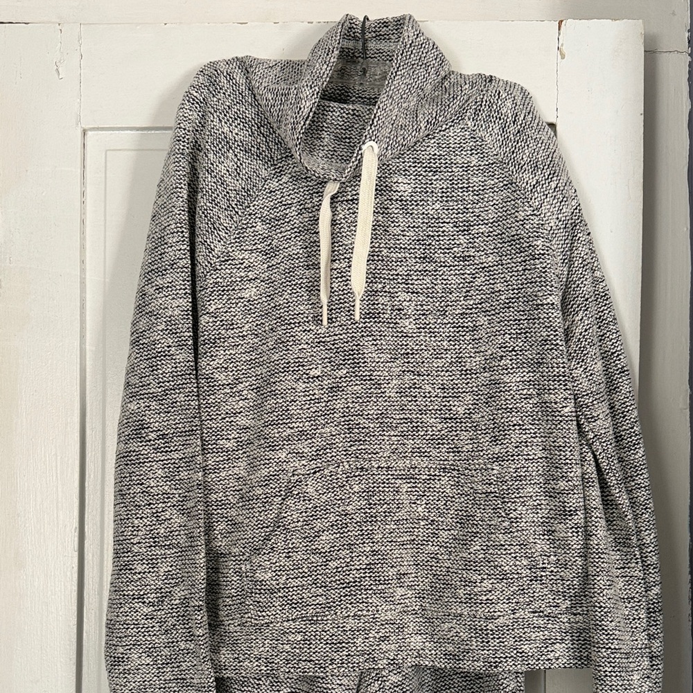 aerie Gray Marled Turtleneck Sweater with Drawstring
